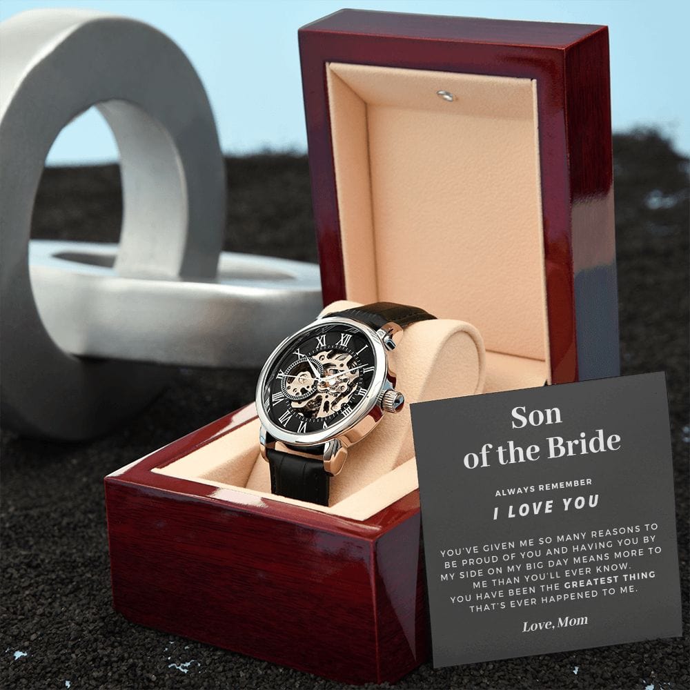 Son of the Bride Gift | Openwork Watch for Him, Skeleton Watch, Thank You Gift From Mom, Wedding Gift for Son of the Bride