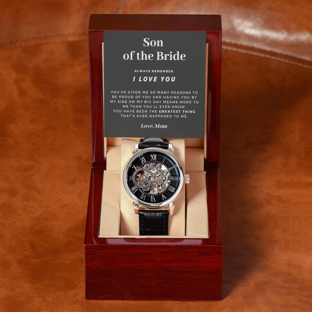 Son of the Bride Gift | Openwork Watch for Him, Skeleton Watch, Thank You Gift From Mom, Wedding Gift for Son of the Bride