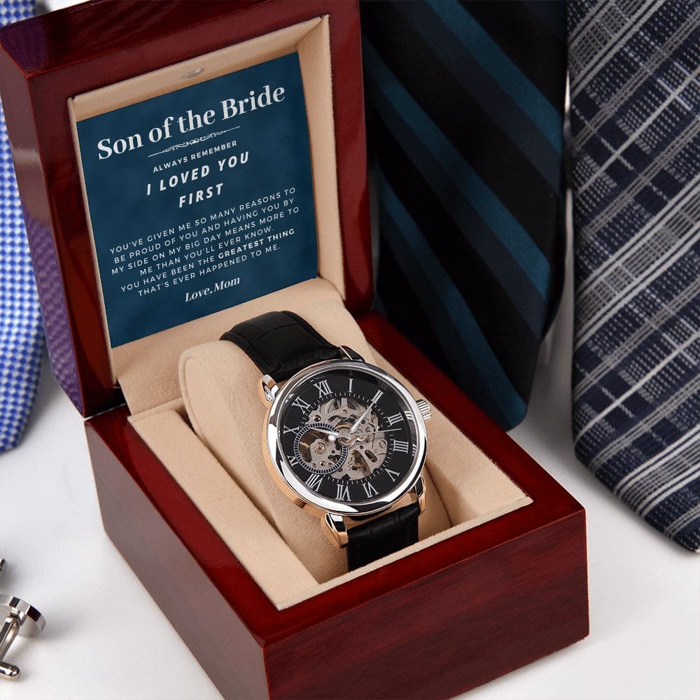 Son of the Bride Gift | Openwork Watch for Him, Skeleton Watch, I Loved You First, Thank You From Mom, Wedding Gift for Son of the Bride