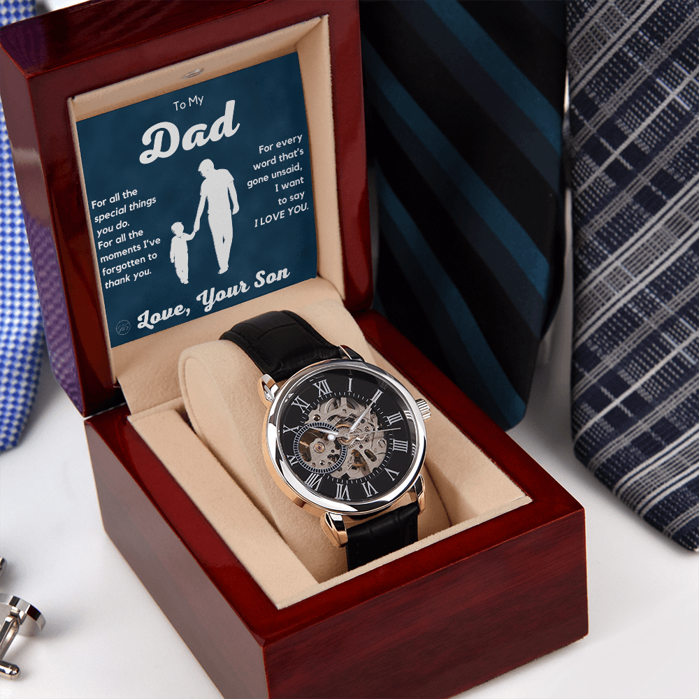 Dad - Son - For All The Words That Go Unsaid - Openwork Watch | Father's Day Gift, Gift for Dad, Personalized Gifts for Him, Father & Son 1