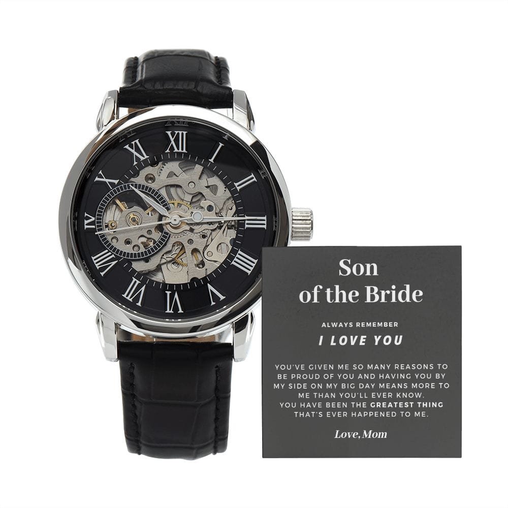 Son of the Bride Gift | Openwork Watch for Him, Skeleton Watch, Thank You Gift From Mom, Wedding Gift for Son of the Bride