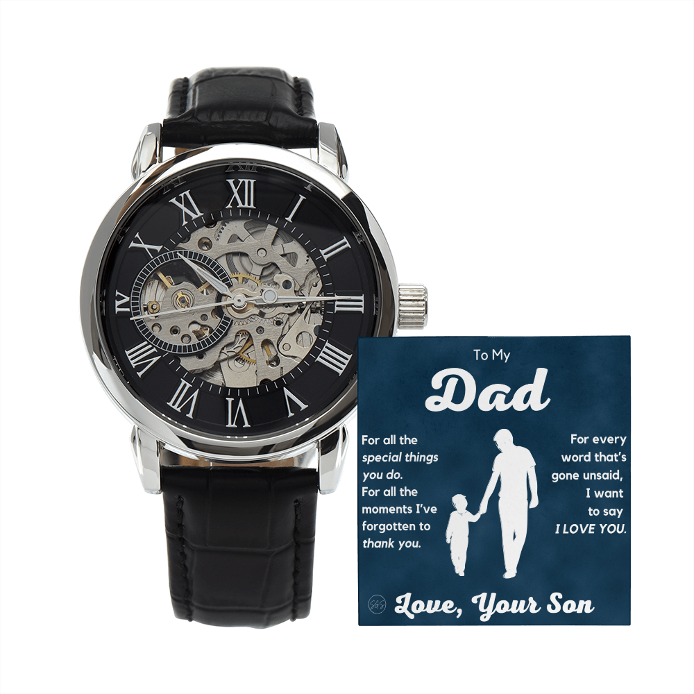 Dad - Son - For All The Words That Go Unsaid - Openwork Watch | Father's Day Gift, Gift for Dad, Personalized Gifts for Him, Father & Son 1