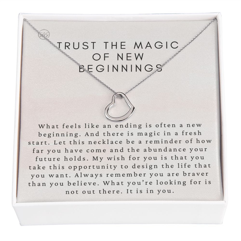 New Beginnings Gift for Her | Trust the Magic, New Job, Moving, Break Up, Divorce, Clean Slate, Silver & 14k Gold Necklace, Best Friend Gift