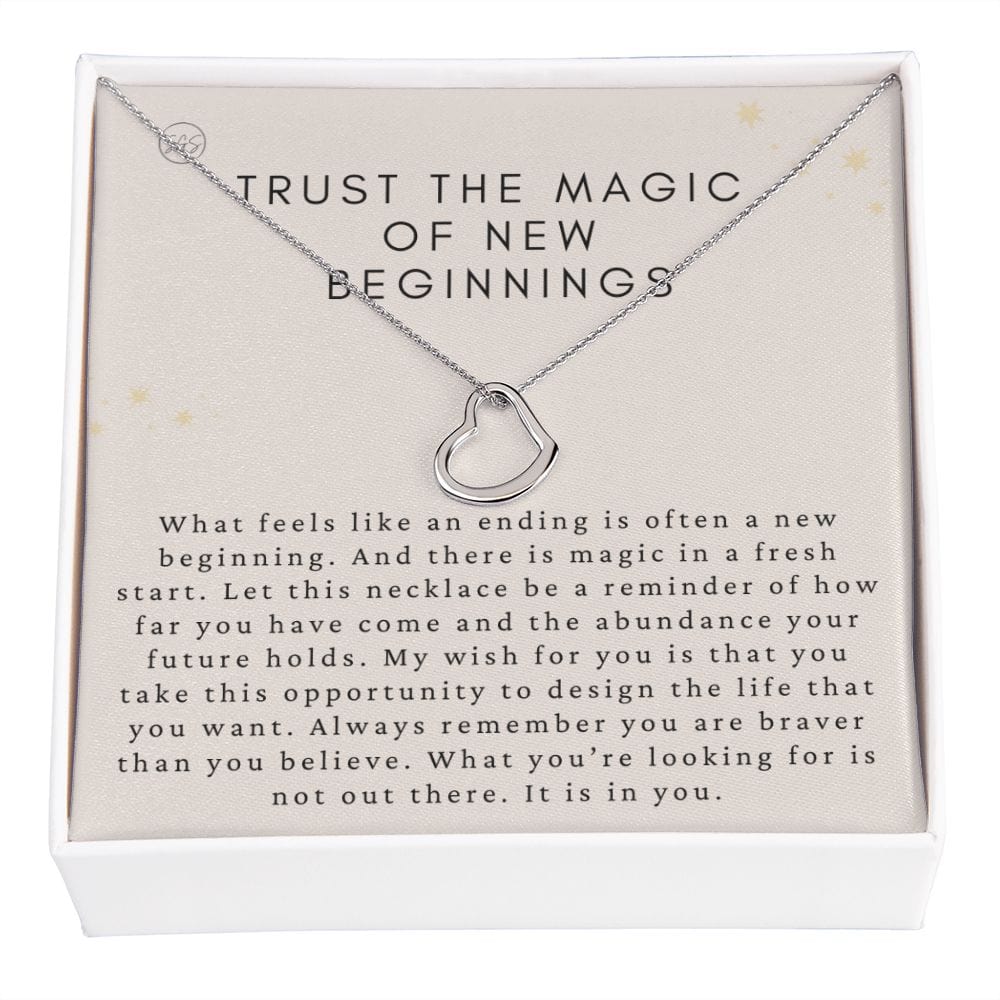 New Beginnings Gift for Her | Trust the Magic, New Job, Moving, Break Up, Divorce, Clean Slate, Silver & 14k Gold Necklace, Best Friend Gift