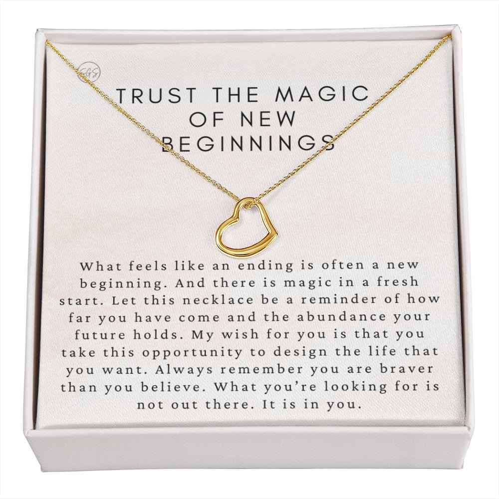 New Beginnings Gift for Her | Trust the Magic, New Job, Moving, Break Up, Divorce, Clean Slate, Silver & 14k Gold Necklace, Best Friend Gift