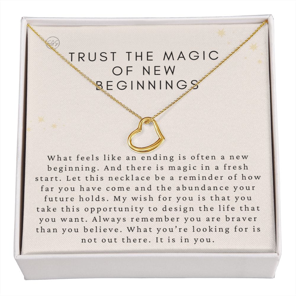 New Beginnings Gift for Her | Trust the Magic, New Job, Moving, Break Up, Divorce, Clean Slate, Silver & 14k Gold Necklace, Best Friend Gift