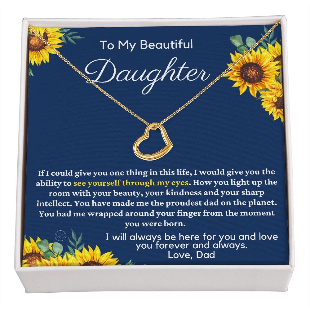 Daughter Gift (From Dad) | Heart Necklace, Father to Daughter Gift, Birthday Gift To Daughter From Dad, Daughter Necklace, Christmas Gift