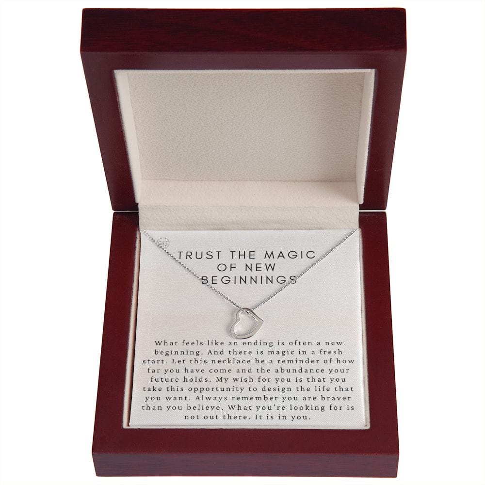 New Beginnings Gift for Her | Trust the Magic, New Job, Moving, Break Up, Divorce, Clean Slate, Silver & 14k Gold Necklace, Best Friend Gift