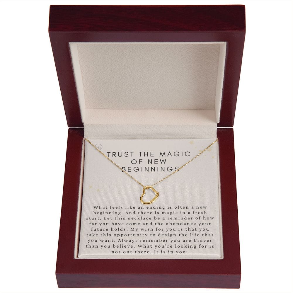 New Beginnings Gift for Her | Trust the Magic, New Job, Moving, Break Up, Divorce, Clean Slate, Silver & 14k Gold Necklace, Best Friend Gift