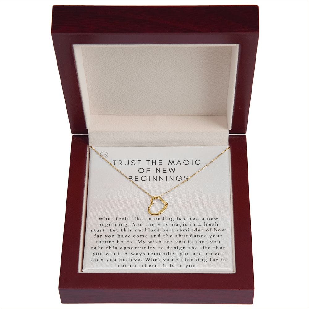New Beginnings Gift for Her | Trust the Magic, New Job, Moving, Break Up, Divorce, Clean Slate, Silver & 14k Gold Necklace, Best Friend Gift