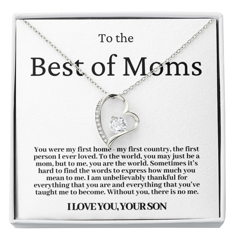 To The Best Of Moms | Without You There Is No Me | Necklace - Gift for Mother's Day From Son, Gift for Mom, You Were My First Country 2F