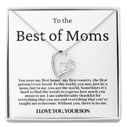 To The Best Of Moms | Without You There Is No Me | Necklace - Gift for Mother's Day From Son, Gift for Mom, You Were My First Country 2F