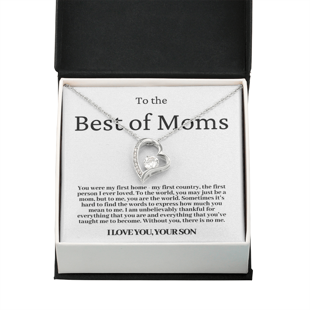 To The Best Of Moms | Without You There Is No Me | Necklace - Gift for Mother's Day From Son, Gift for Mom, You Were My First Country 2F
