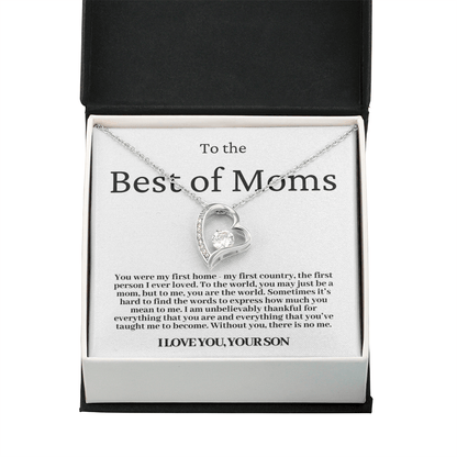 To The Best Of Moms | Without You There Is No Me | Necklace - Gift for Mother's Day From Son, Gift for Mom, You Were My First Country 2F