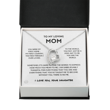 Mom - Forever Love Necklace From Daughter | Gift for Mother's Day, Gift for Mom From Daughter, You Were My First Country 2F