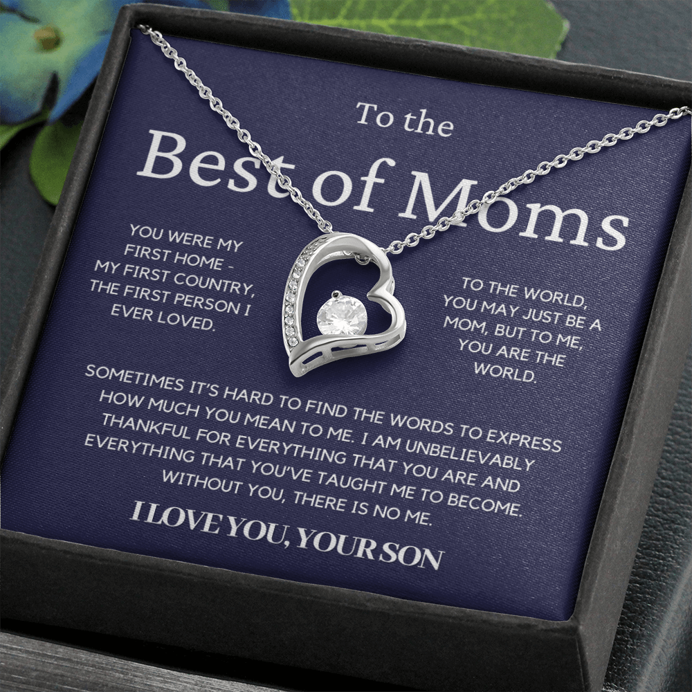 To The Best Of Moms | Without You There Is No Me | Necklace - Gift for Mother's Day From Son, Gift for Mom, You Were My First Country 3F