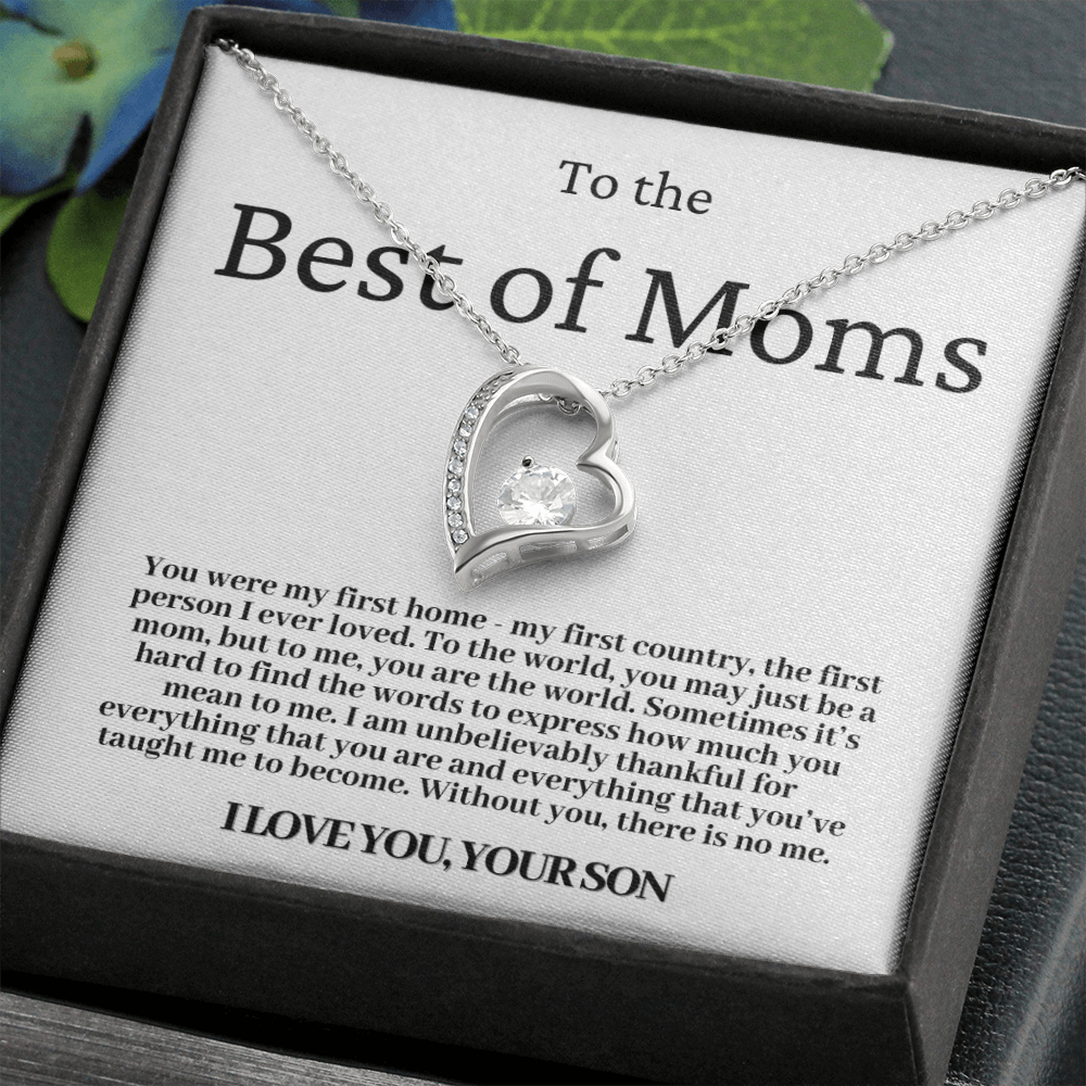 To The Best Of Moms | Without You There Is No Me | Necklace - Gift for Mother's Day From Son, Gift for Mom, You Were My First Country 2F