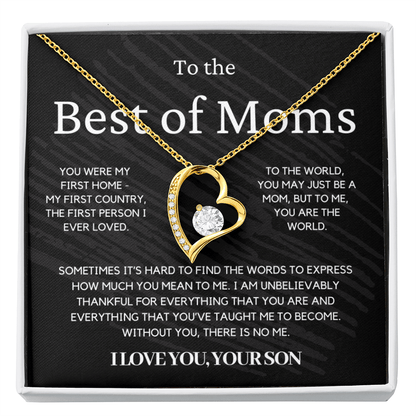 To The Best Of Moms | Without You There Is No Me | Necklace - Gift for Mother's Day From Son, Gift for Mom, You Were My First Country 4F