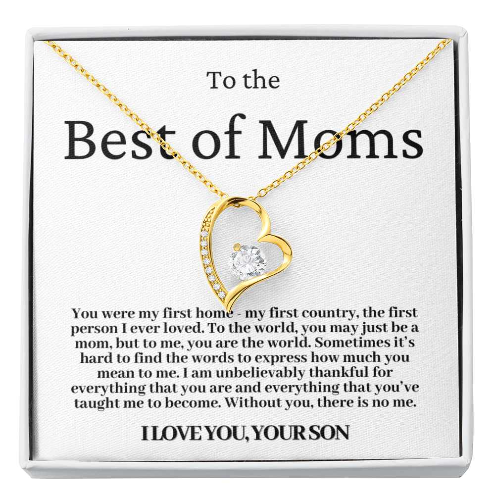 To The Best Of Moms | Without You There Is No Me | Necklace - Gift for Mother's Day From Son, Gift for Mom, You Were My First Country 2F