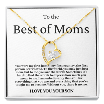 To The Best Of Moms | Without You There Is No Me | Necklace - Gift for Mother's Day From Son, Gift for Mom, You Were My First Country 2F
