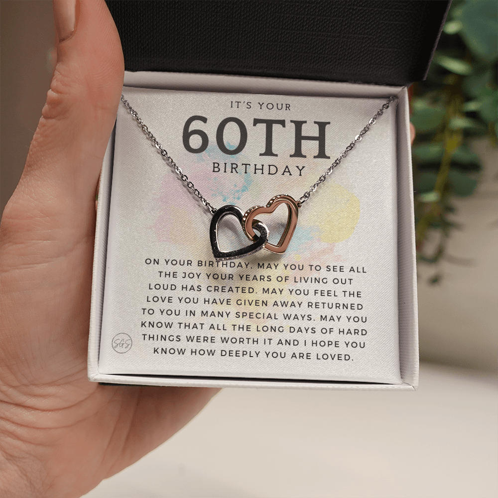 60th Birthday Gift for Women | Bday Present for Mom, Stepmom, Grandma, Friend, Employee, Funny and Heartfelt Card and Necklace 2804h