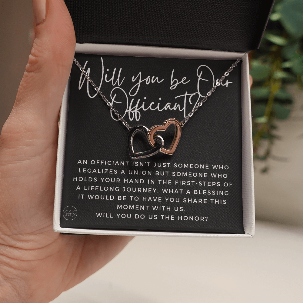 Wedding Officiant Proposal Gift | Will You Marry Us? Will You Be Our Officiant? For Friends, Best Friend Bestie Necklace Bridal Party 0817chA