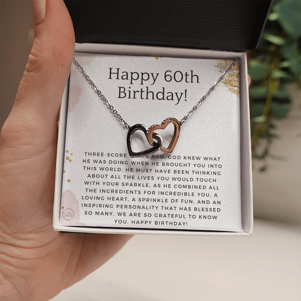 60th Birthday Gift for Women | Bday Present for Mom, Stepmom, Grandma, Friend, Employee, Funny and Heartfelt Card and Necklace 2801h