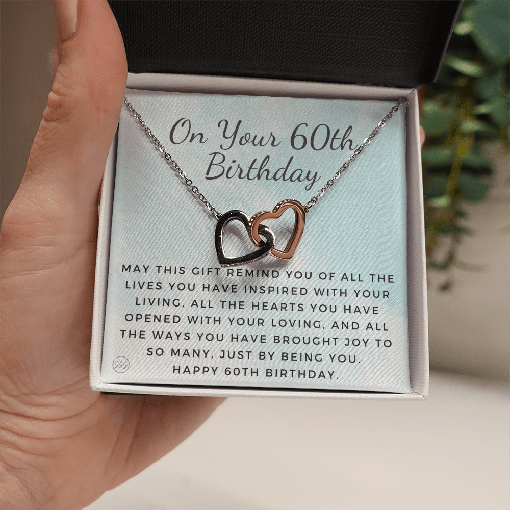 60th Birthday Gift for Women | Bday Present for Mom, Stepmom, Grandma, Friend, Employee, Funny and Heartfelt Card and Necklace 2803h