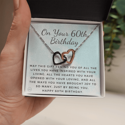 60th Birthday Gift for Women | Bday Present for Mom, Stepmom, Grandma, Friend, Employee, Funny and Heartfelt Card and Necklace 2803h