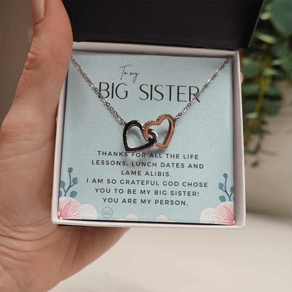 Big Sister Gift | Necklace for Older Sister, Christmas Idea, Birthday Present from Younger Sister, Best Big Sis, Heartfelt & Cute 1111gcHA