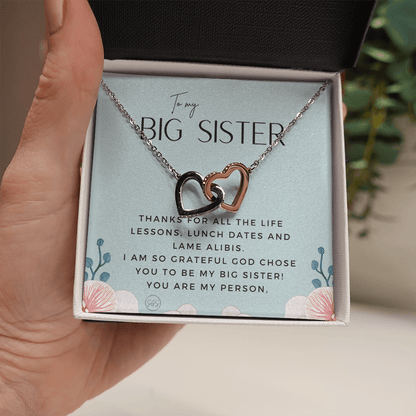 Big Sister Gift | Necklace for Older Sister, Christmas Idea, Birthday Present from Younger Sister, Best Big Sis, Heartfelt & Cute 1111gcHA