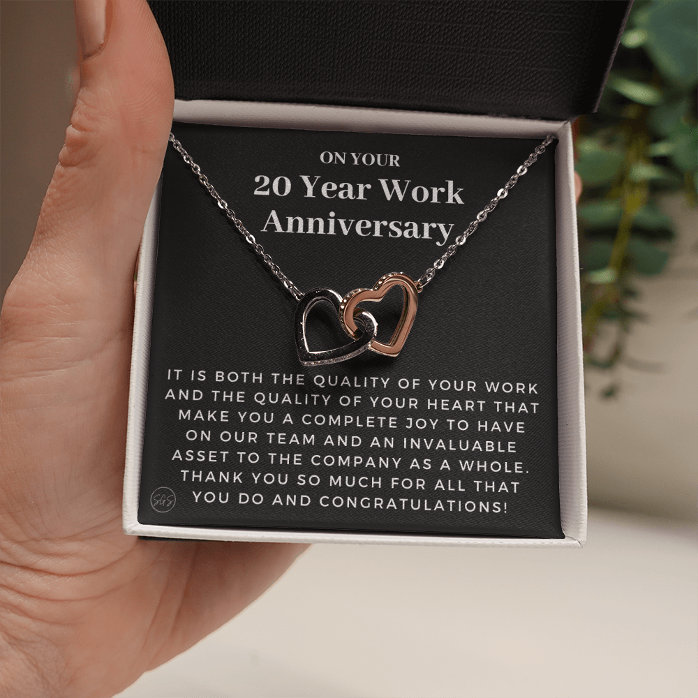 20 Year Job Anniversary Gift | Thank You Gift from Boss, Employee Work Appreciation, Co-Worker, Congrats, Years of Service AN20H
