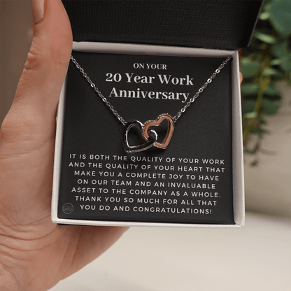 20 Year Job Anniversary Gift | Thank You Gift from Boss, Employee Work Appreciation, Co-Worker, Congrats, Years of Service AN20H