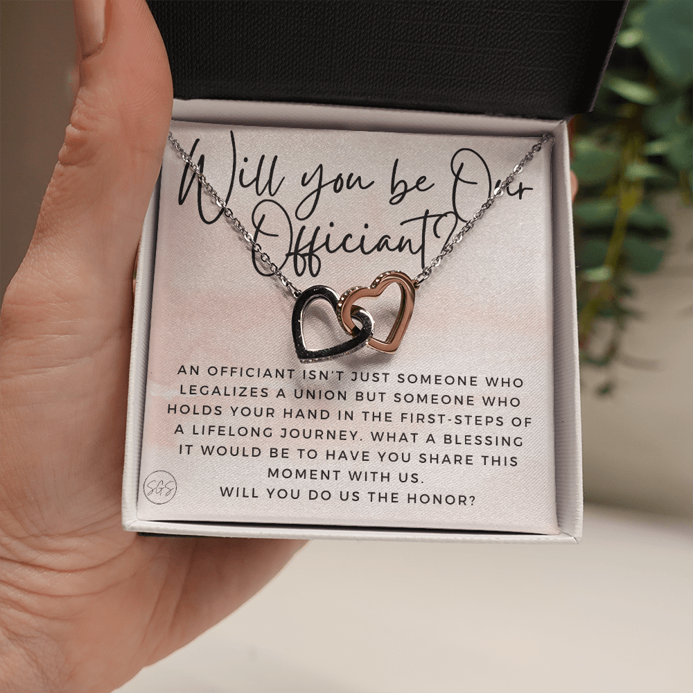 Wedding Officiant Proposal Gift | Will You Marry Us? Will You Be Our Officiant? For Friends, Best Friend Bestie Necklace Bridal Party 0817bhA