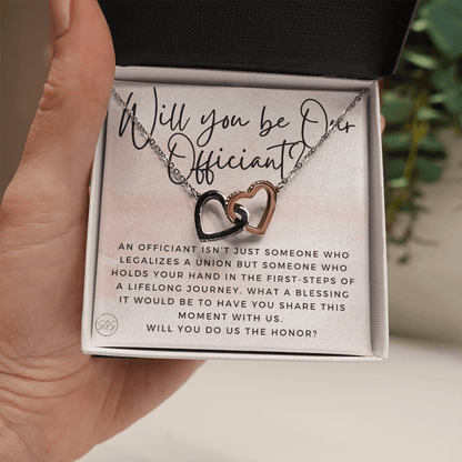 Wedding Officiant Proposal Gift | Will You Marry Us? Will You Be Our Officiant? For Friends, Best Friend Bestie Necklace Bridal Party 0817bhA