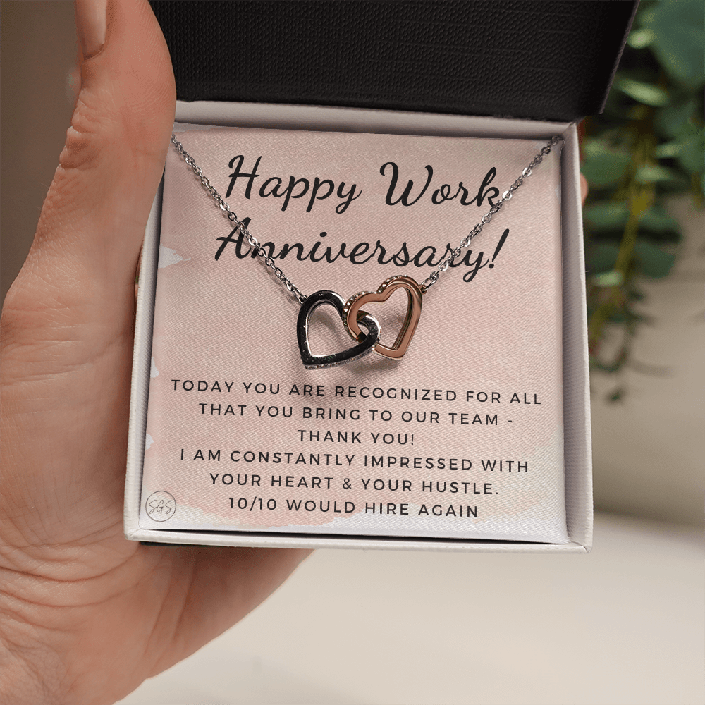 Happy Work Anniversary! Gift From Boss, Hustle, Congrats, Thank You, Christmas, Necklace, Team, Office Present, Employee Appreciation 1029aHA