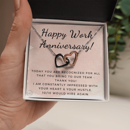 Happy Work Anniversary! Gift From Boss, Hustle, Congrats, Thank You, Christmas, Necklace, Team, Office Present, Employee Appreciation 1029aHA