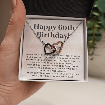 60th Birthday Gift for Women | Bday Present for Mom, Stepmom, Grandma, Friend, Employee, Funny and Heartfelt Card and Necklace 2800h