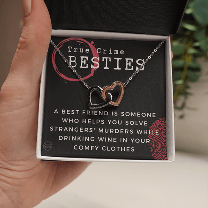 True Crime Best Friend Gift | Christmas Gift for Bestie, Funny Best Friend Necklace, True Crime & Wine, Podcast Junkie, Coffee Lover 1118-02H