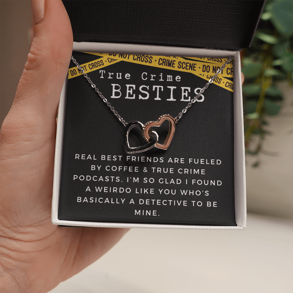 True Crime Best Friend Gift | Christmas Gift for Bestie, Funny Best Friend Necklace, True Crime & Wine, Podcast Junkie, Coffee Lover 1118-08H