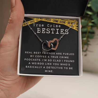 True Crime Best Friend Gift | Christmas Gift for Bestie, Funny Best Friend Necklace, True Crime & Wine, Podcast Junkie, Coffee Lover 1118-07H