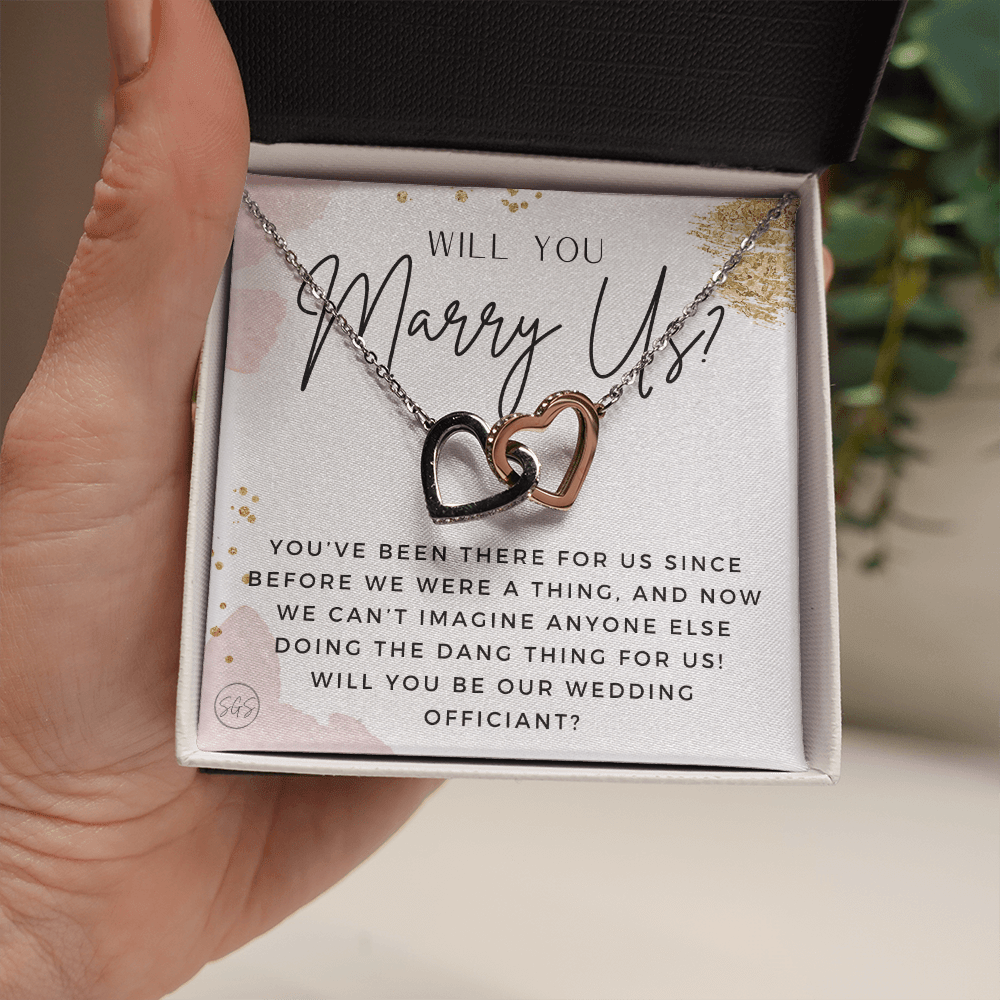 Wedding Officiant Proposal Gift | Will You Marry Us? Will You Be Our Officiant? For Friends, Best Friend Bestie Necklace Bridal Party 0817ghA