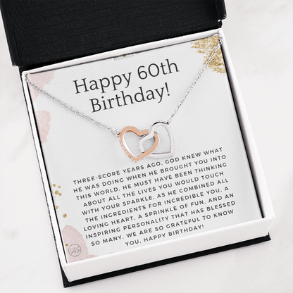 60th Birthday Gift for Women | Bday Present for Mom, Stepmom, Grandma, Friend, Employee, Funny and Heartfelt Card and Necklace 2801h
