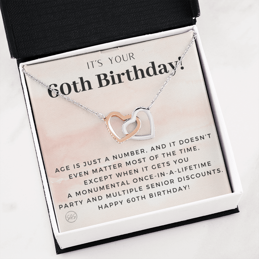 60th Birthday Gift for Women | Bday Present for Mom, Stepmom, Grandma, Friend, Employee, Funny and Heartfelt Card and Necklace 2805h