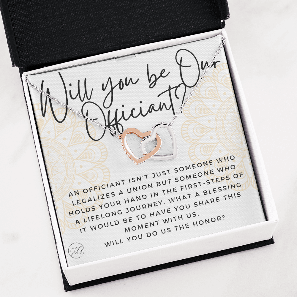 Wedding Officiant Proposal Gift | Will You Marry Us? Will You Be Our Officiant? For Friends, Best Friend Bestie Necklace Bridal Party 0817ahA