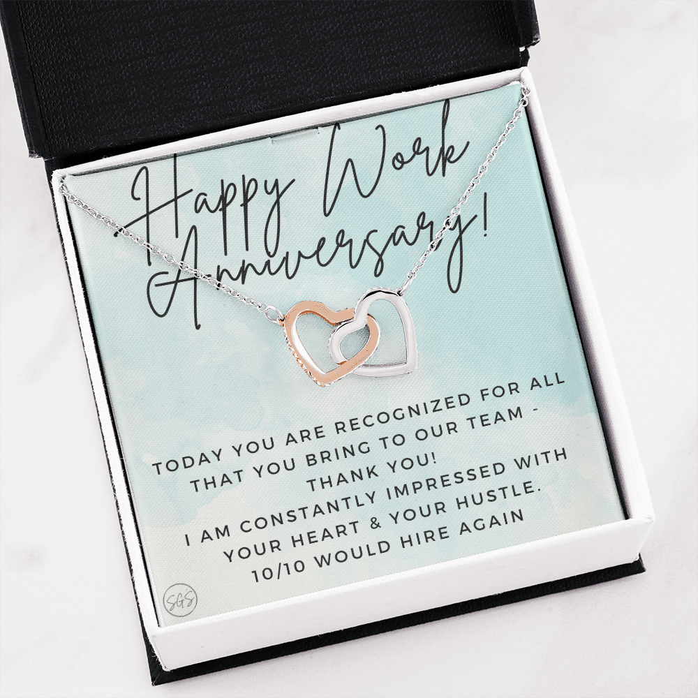 Happy Work Anniversary! Gift From Boss, Hustle, Congrats, Thank You, Christmas, Necklace, Team, Office Present, Employee Appreciation 1029bHA