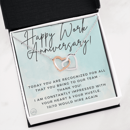Happy Work Anniversary! Gift From Boss, Hustle, Congrats, Thank You, Christmas, Necklace, Team, Office Present, Employee Appreciation 1029bHA