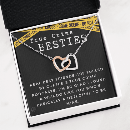 True Crime Best Friend Gift | Christmas Gift for Bestie, Funny Best Friend Necklace, True Crime & Wine, Podcast Junkie, Coffee Lover 1118-07H