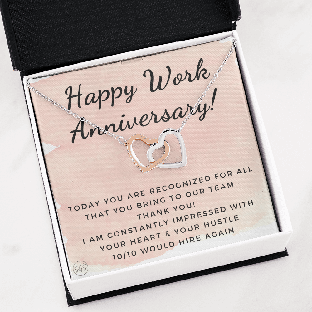 Happy Work Anniversary! Gift From Boss, Hustle, Congrats, Thank You, Christmas, Necklace, Team, Office Present, Employee Appreciation 1029aHA
