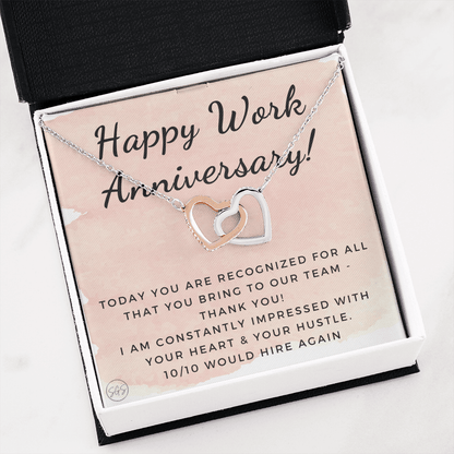 Happy Work Anniversary! Gift From Boss, Hustle, Congrats, Thank You, Christmas, Necklace, Team, Office Present, Employee Appreciation 1029aHA